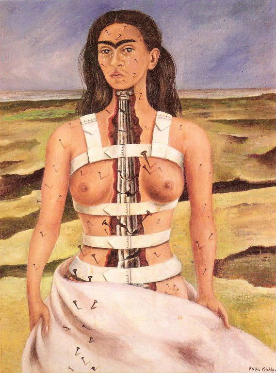 1944 La+columna+rota de 40 x 30.7 cm Óleo en tela montada sobre aglomerado