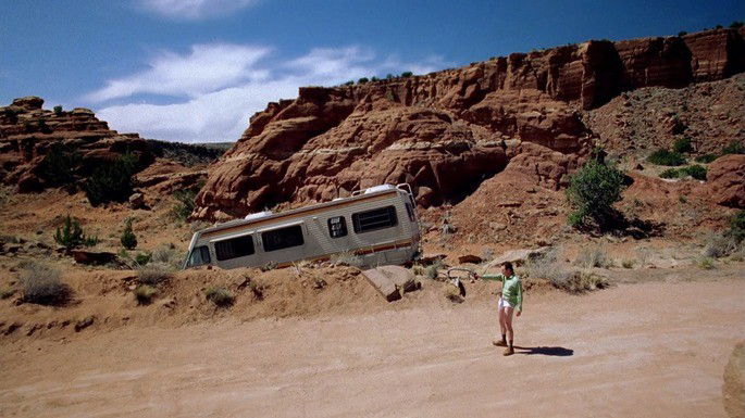 Walter White en el desierto de Albuquerque.
