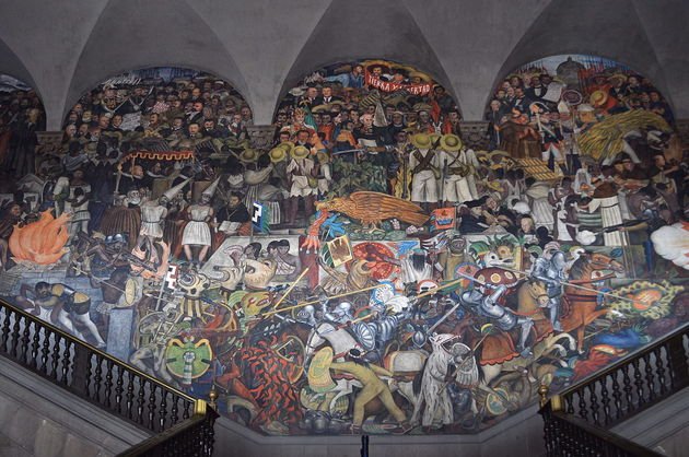 Diego Rivera: La epopeya del pueblo mexicano (plano 'La Conquista'). 1929 y ss.