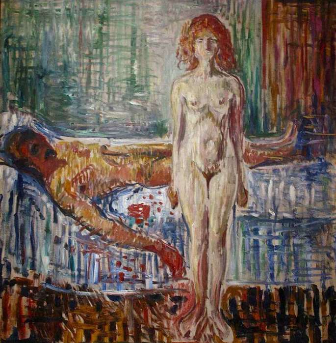 Edvard Munch: La muerte de Marat, 1907, óleo sobre lienzo, 153 × 148 cm, Museo Munch, Oslo.