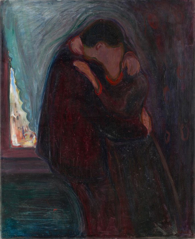 Edvard Munch: El beso, 1897, óleo sobre lienzo, 99 x 81 cm, Museo Munch, Oslo.