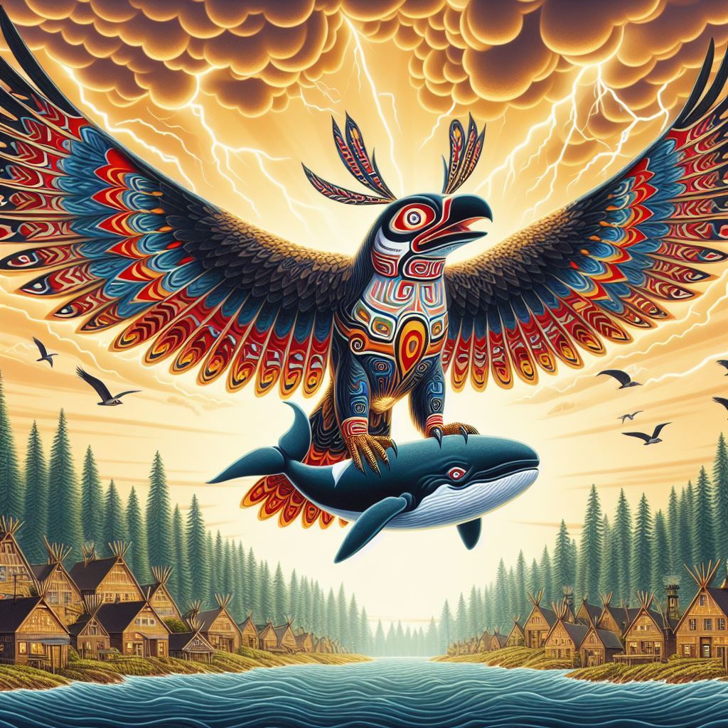 El pájaro del trueno y la ballena, generada por IA