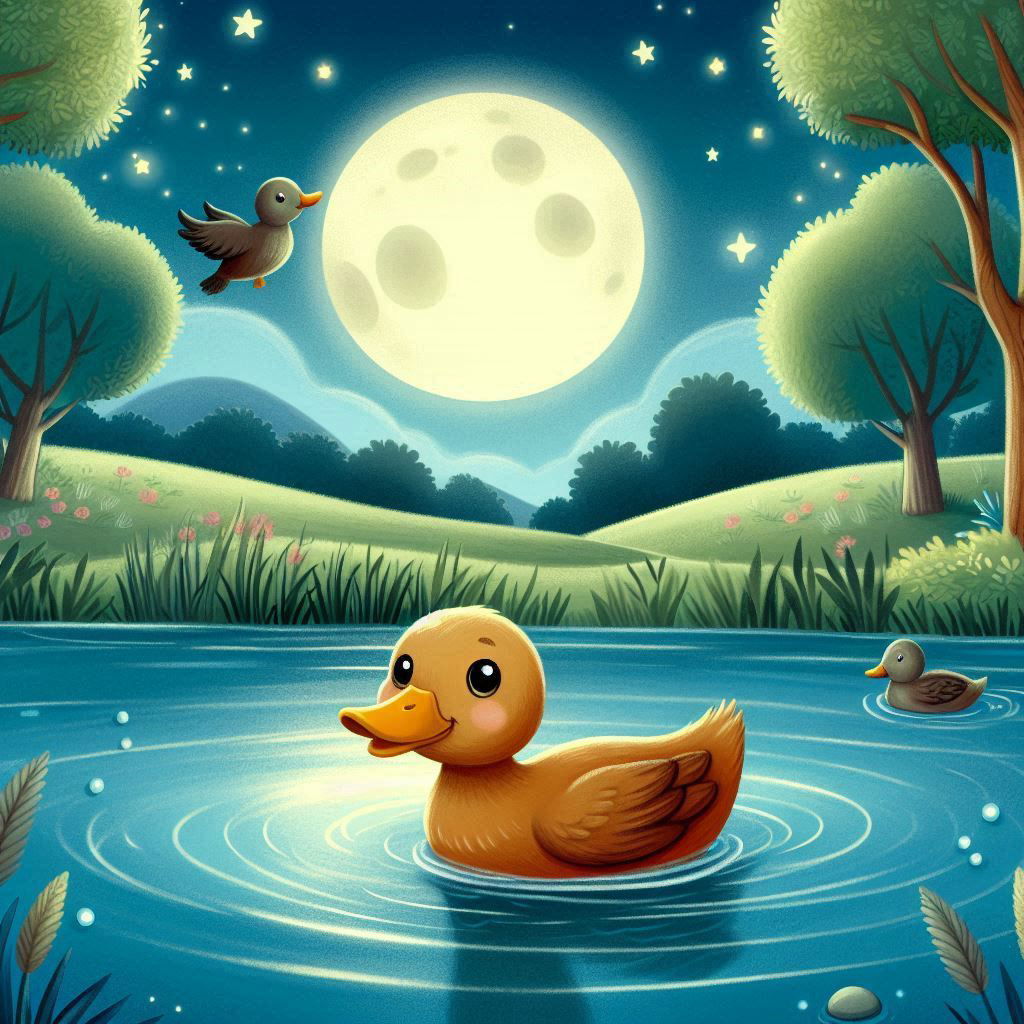 El pato y la luna, generada por IA