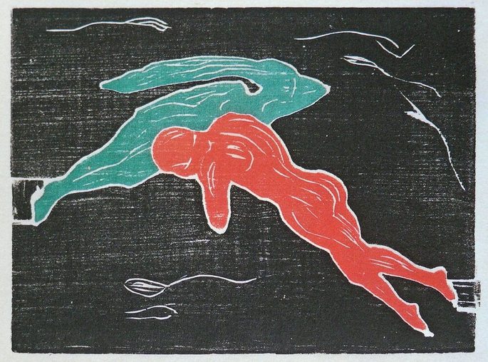 Edvard Munch: Encuentro en el espacio, 1898, grabado sobre madera.