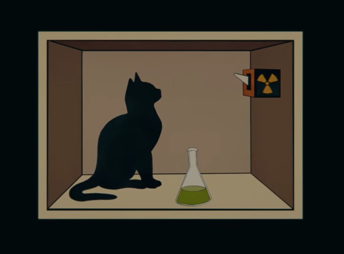 Fotograma de la paradoja gato de Schrödinger