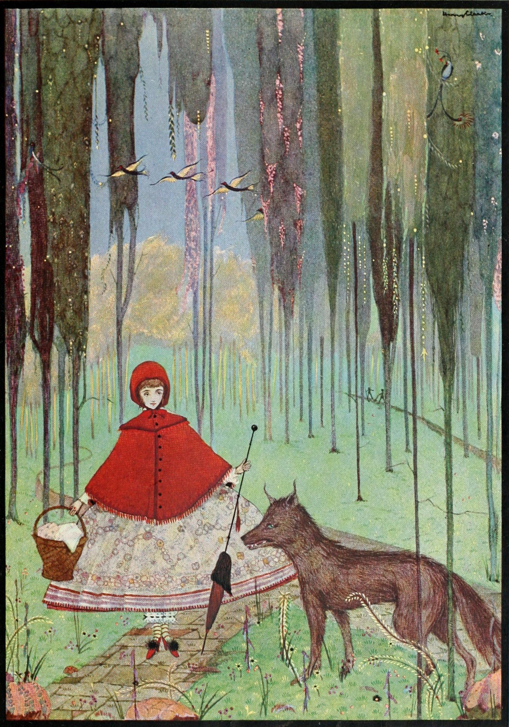 Ilustración de La caperucita roja de Harry Clarke (1922)