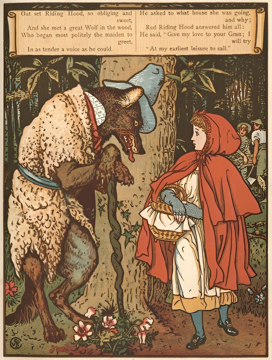Ilustración de La caperucita roja de Walter Crane (1875)