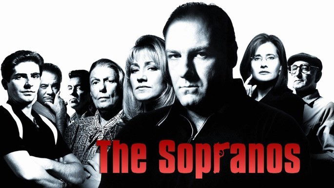 Cartel de la serie Los Soprano, en el que aparecen sus protagonistas