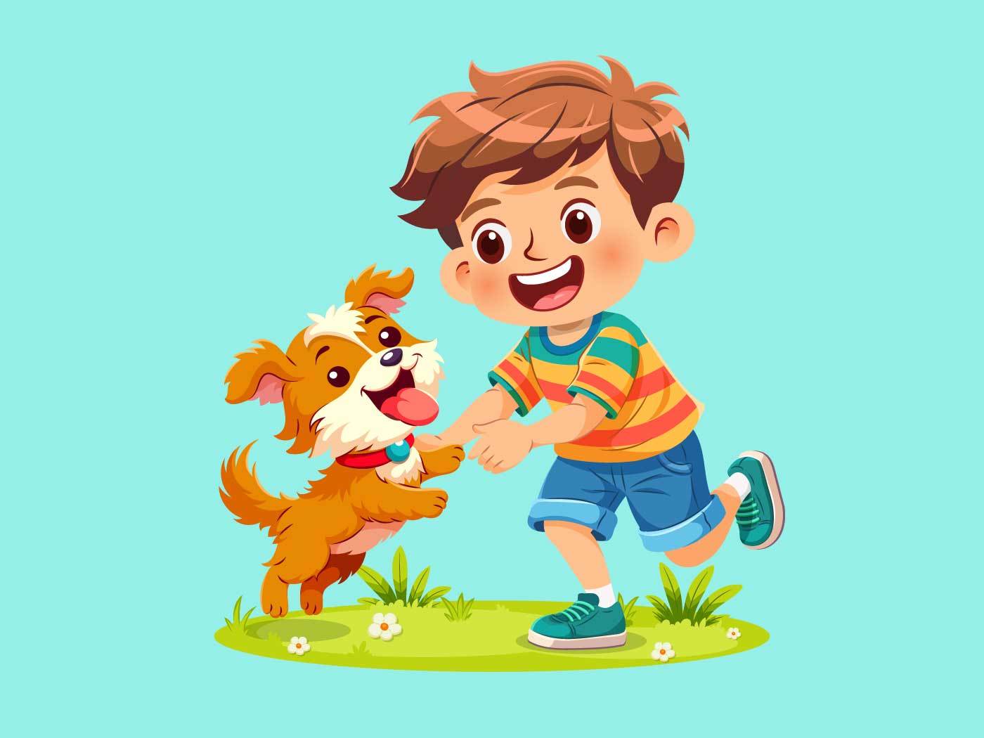 Niño jugando con perro
