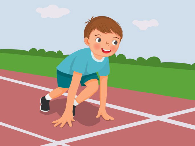 Niño se prepara para correr