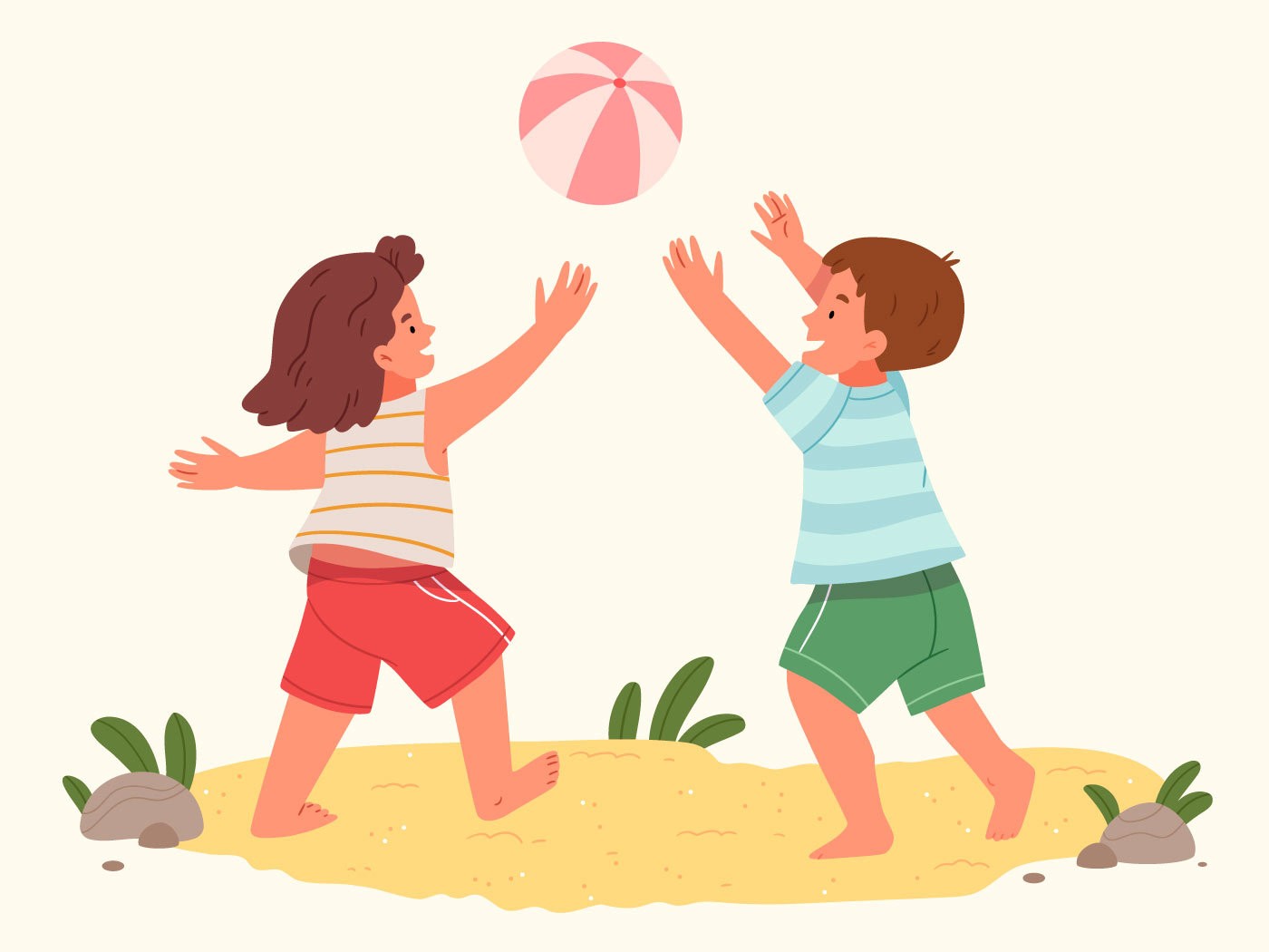 Niños jugando en la playa