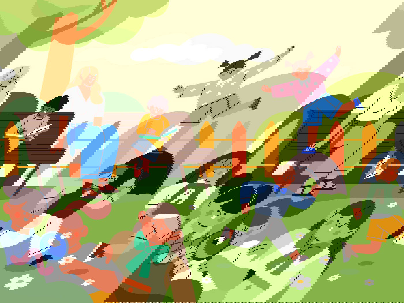 Niños jugando en el parque