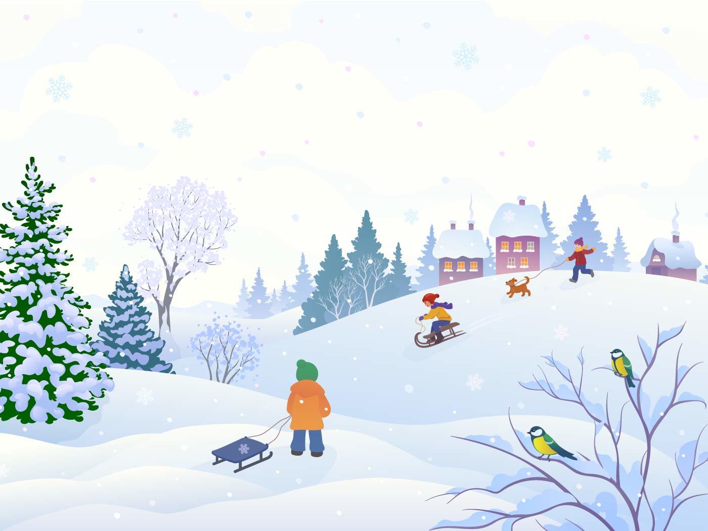 Niños jugando en la nieve