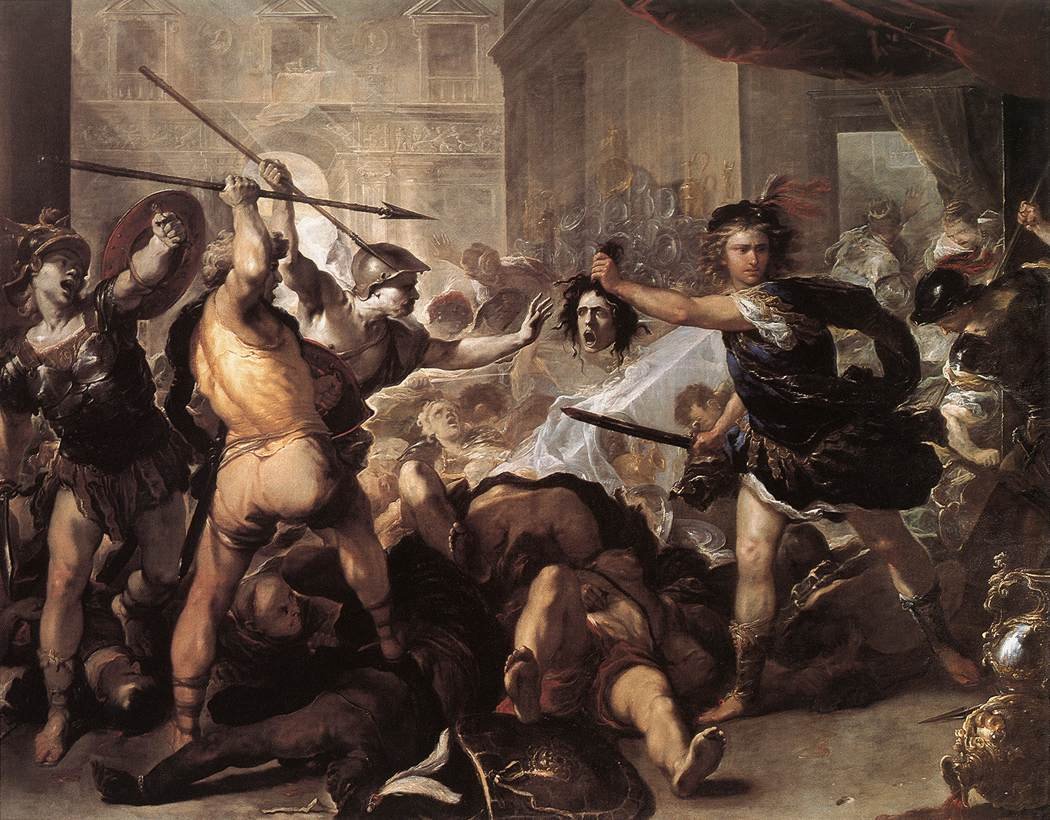Perseo convierte en piedra a Fineas y sus seguidores de Giordano