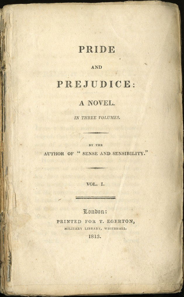 Portada de la primera edición de Pride and Prejudice (Orgullo y prejuicio)