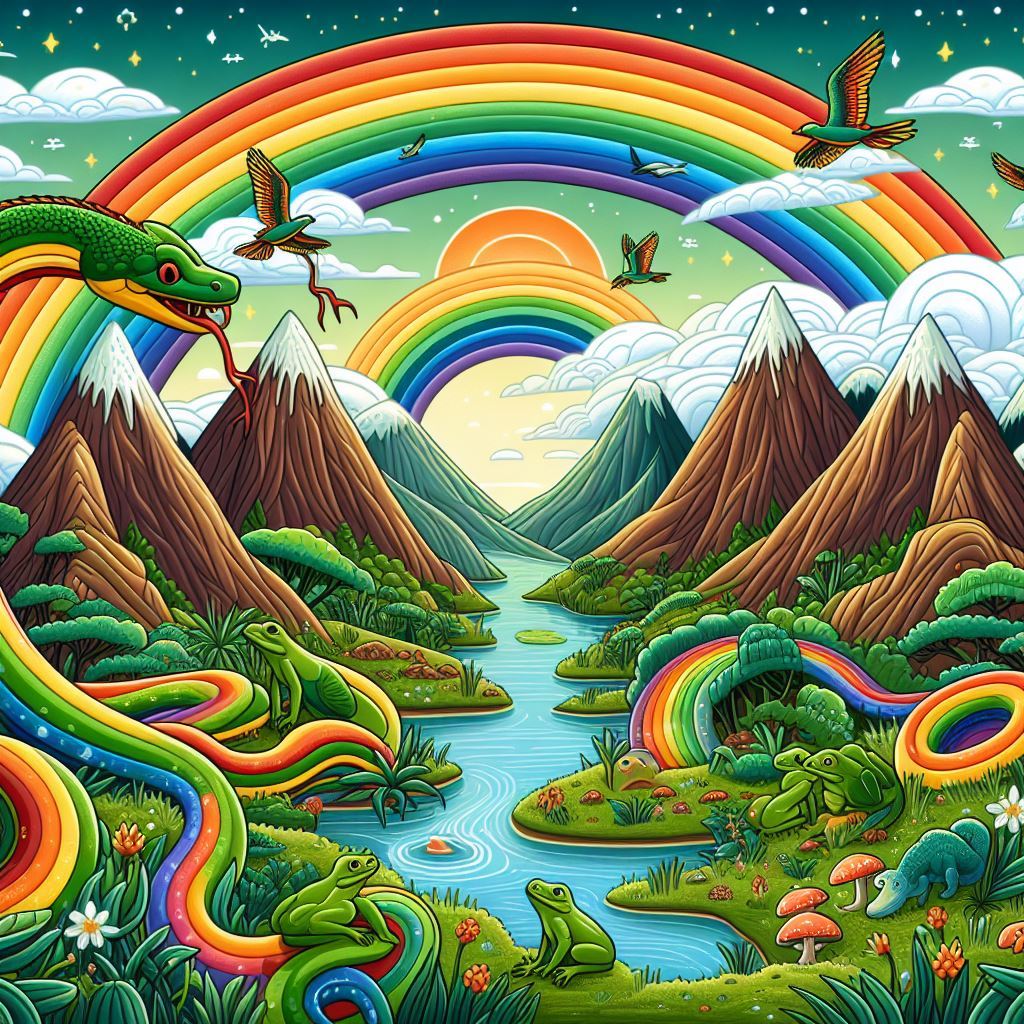 Serpiente arcoiris, generada por IA