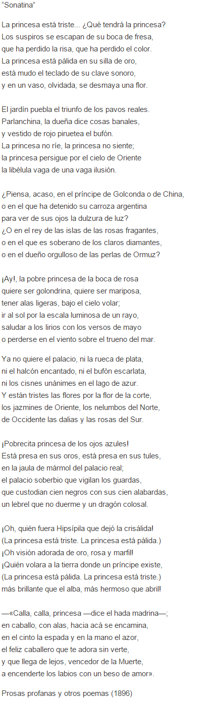 Significado del Poema Sonatina de Rubén Darío - Cultura Genial