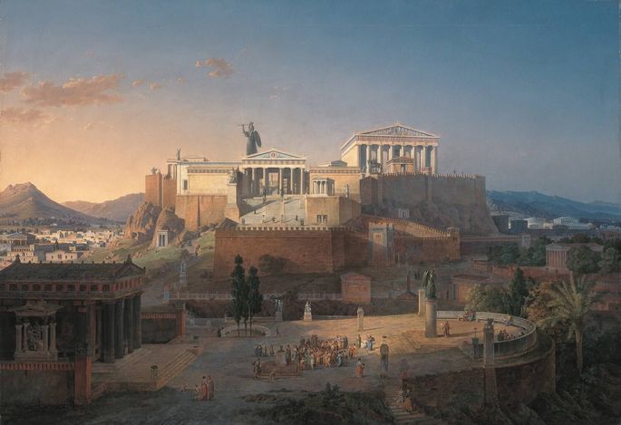 Acrópole e do Areópago em Atenas, Leo von Klenze, 1846.