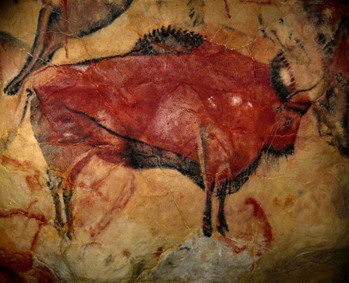 pintura rupestre de bisão em Altamira, Espanha