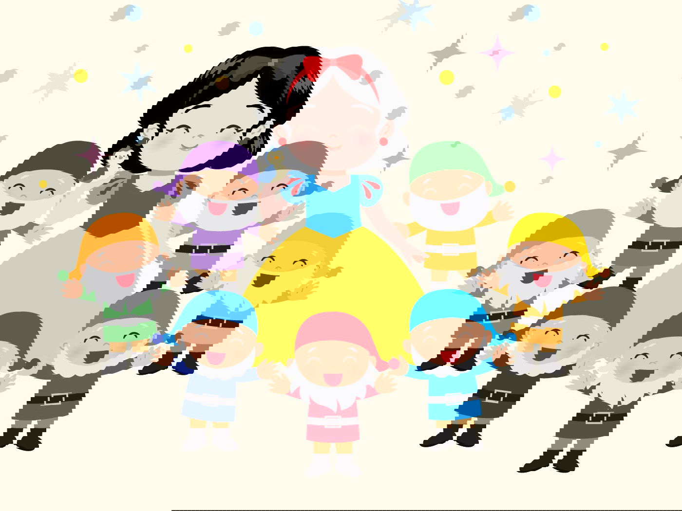 A Branca de Neve e os sete anões.