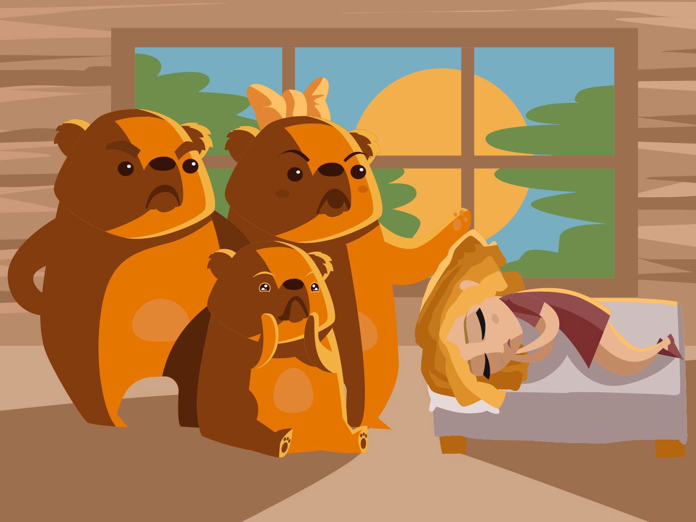 Cachinhos dourados e os três ursos.