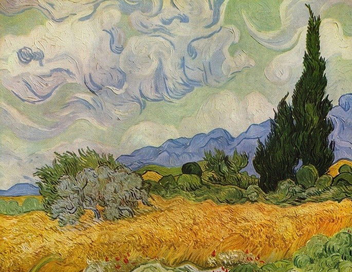 Campo de trigo com ciprestes, de Van Gogh