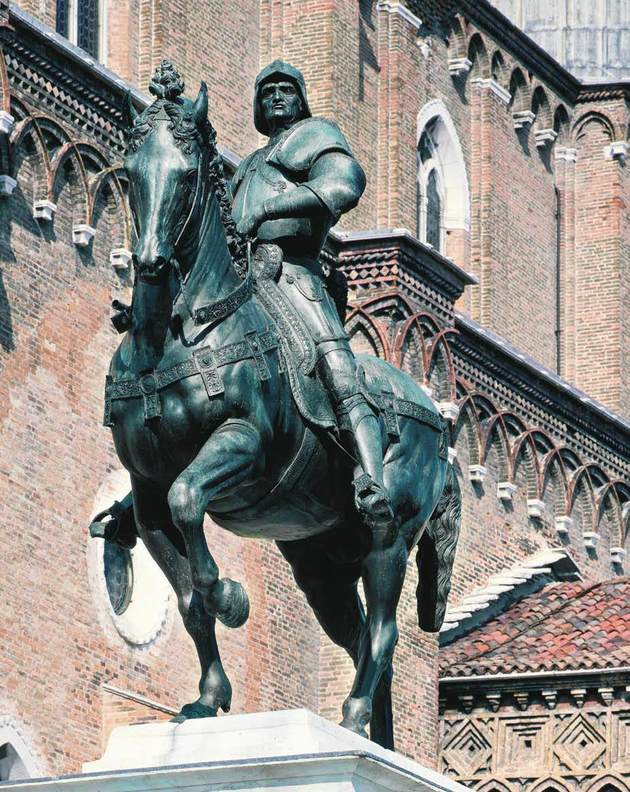 Estátua Equestre de Bartolomeo Colleoni - bronze, 3,96 m. (sem pedestal), 1483-88 - Andrea del Verrocchio, Campo S.S. Giovanni e Paolo, Veneza