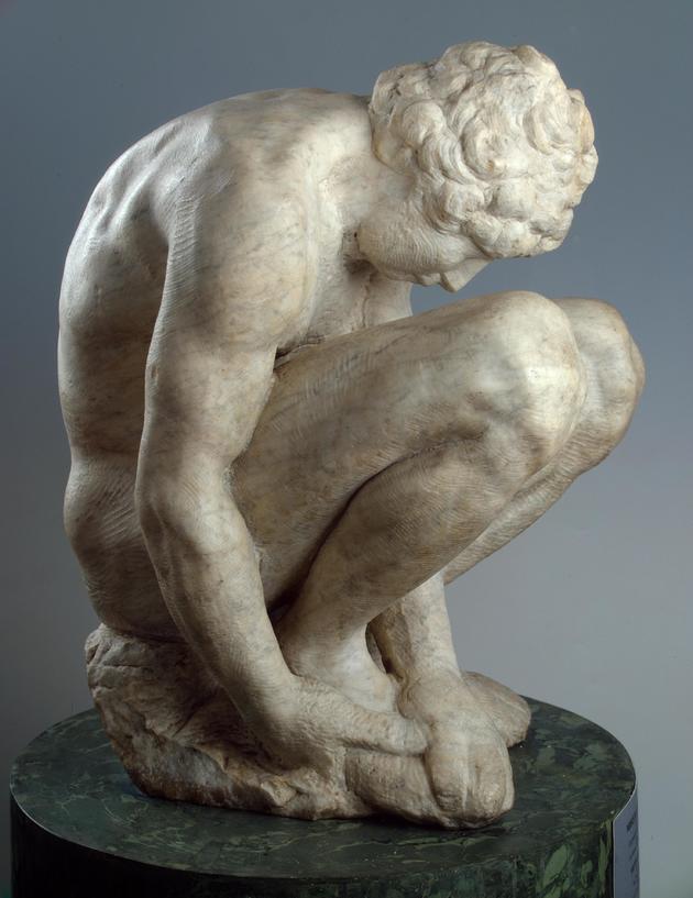 Crouching boy