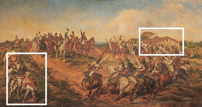 Quadro O grito do Ipiranga com detalhes do povo retratado