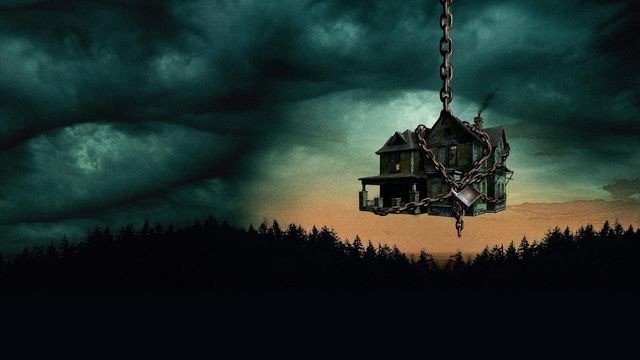 Cartaz do filme Frio nos Ossos mostra casa assombrada levantada por uma corrente