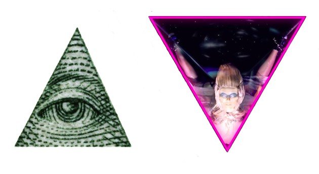 Algumas pessoas veem nos símbolos apresentados no clipe uma referência aos Illuminati.