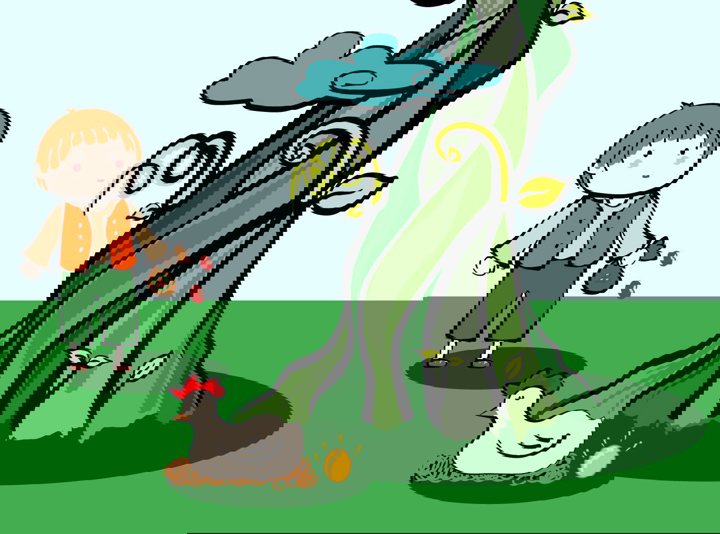 João e o pé de feijão com galinha dos ovos de ouro.