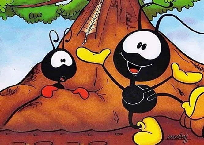 Cena da animação Smilinguido em moda amarela.