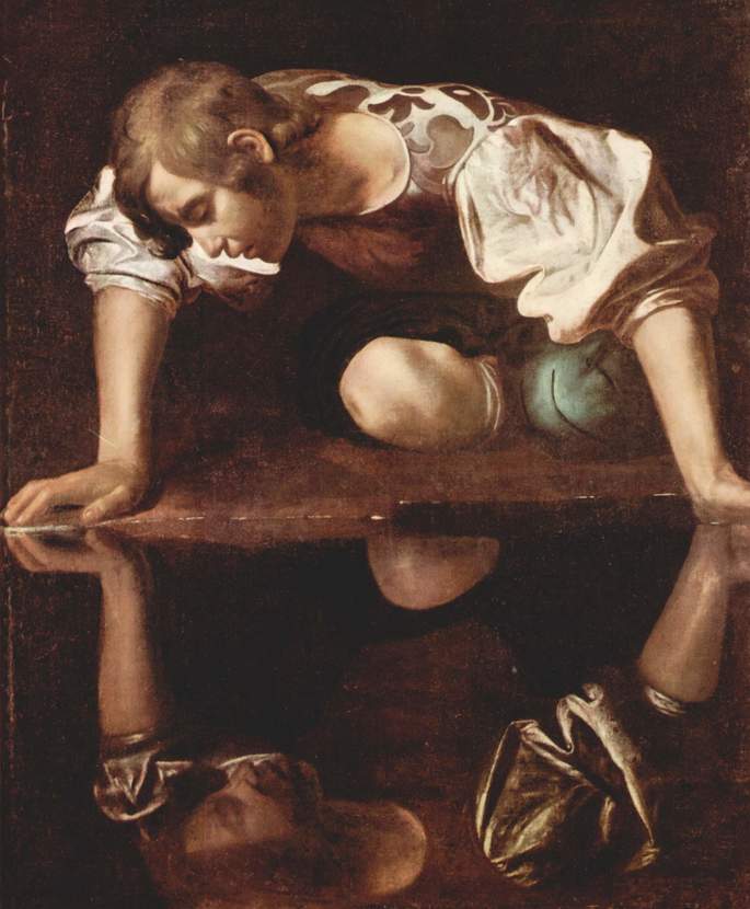Narciso (1597 - 1599), pintado por Caravaggio.