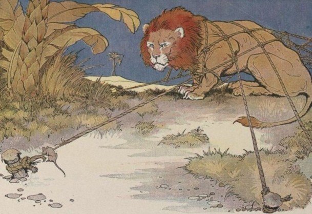 desenho da história de O leão e o ratinho