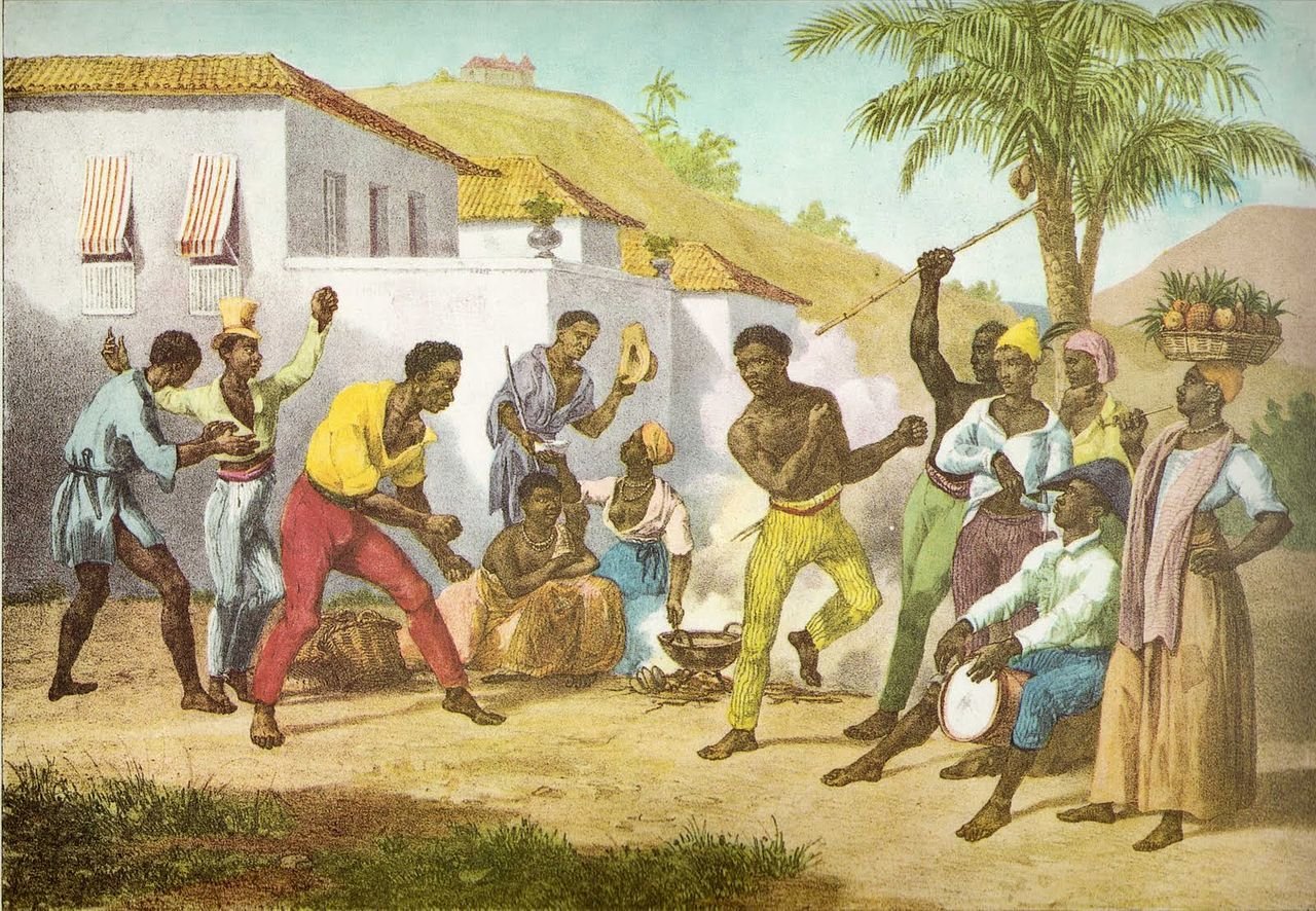 Pintura de 1835 representando a capoeira