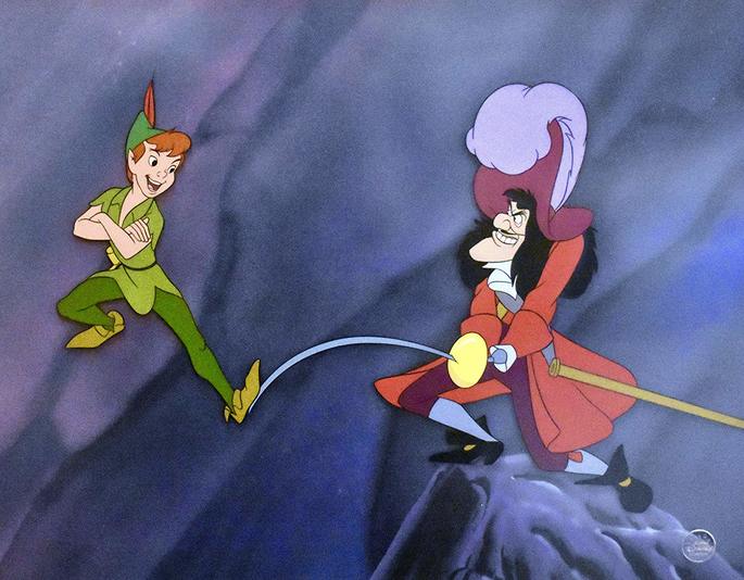 Peter Pan lutando contra Capitão Gancho