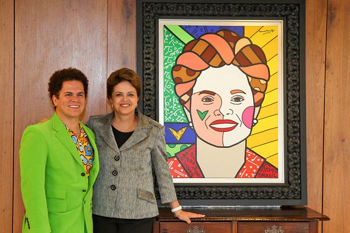 Romero Britto e Dilma Rousseff