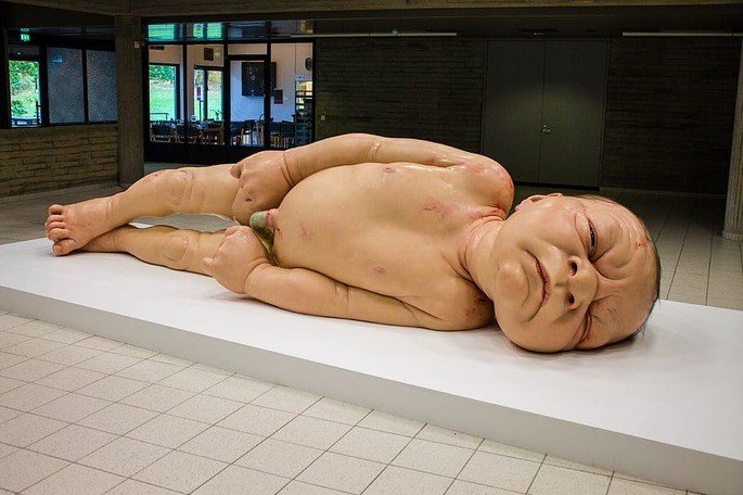 escultura de recém-nascido gigante, de Ron Mueck