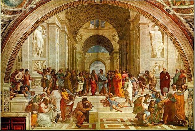 Escola de Atenas - afresco, 500 cm × 770 cm, 1509–1511 - Rafael, Palácio Apostólico, Vaticano