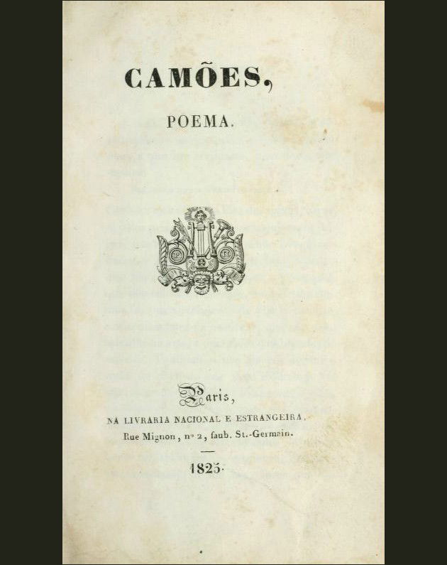 Frontispício da primeira edição de Camões, o poema foi um marco do Romantismo em Portugal.