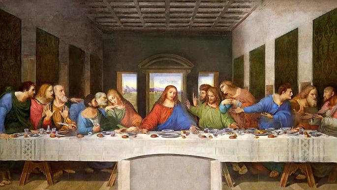 A última ceia, de Leonardo da Vinci exibe uma refeição entre Jesus e seus apóstolos