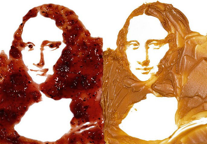 Vik Muniz Double Mona Lisa (Peanut butter and jelly)