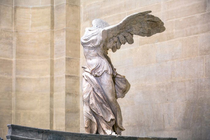Escultura Vitória de Samotrácia ou Nice de Samotrácia, artista desconhecido