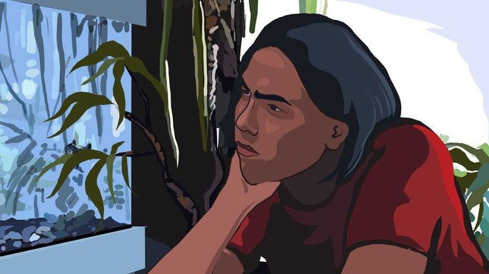 Cena da animação Waking life.